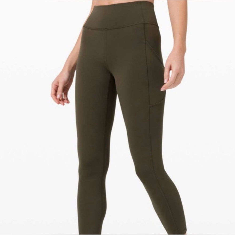 Lululemon High-Waist Dark Olive Green Active Leggings - Women Size 4